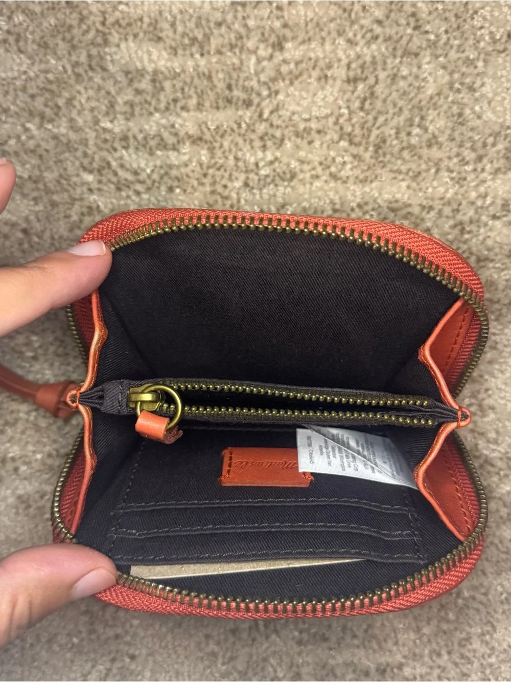 Madewell Leather Zip Wallet - Coral